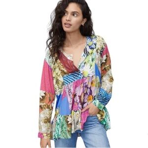 Anthropologie Conditions Apply Multicolor Tunic Top Size Large